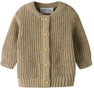 NAME IT BABY rechtvallend gebreid vest camel Bruin Jongens Stretchkatoen Ronde hals