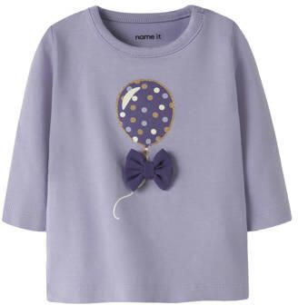 NAME IT BABY rechtvallende longsleeve met print lila Paars Meisjes Stretchkatoen Ronde hals