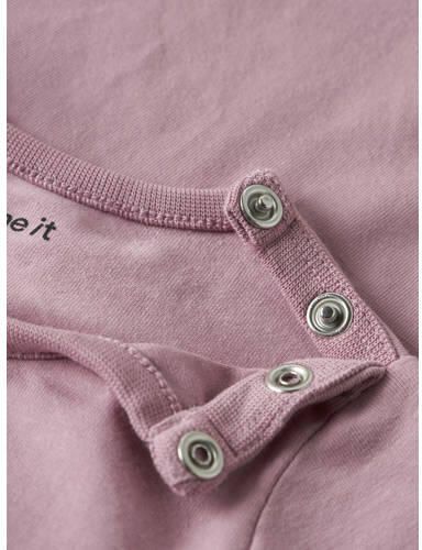 NAME IT BABY rechtvallende longsleeve met print roze Meisjes Stretchkatoen Ronde hals