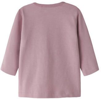 NAME IT BABY rechtvallende longsleeve met print roze Meisjes Stretchkatoen Ronde hals - Foto 2