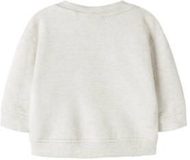 NAME IT BABY rechtvallende sweater met borduursels en print beige Printopdruk - Foto 3
