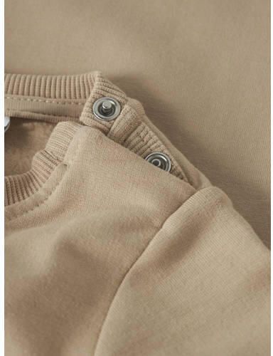 NAME IT BABY rechtvallende sweater met print beige Printopdruk