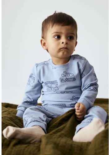 NAME IT BABY rechtvallende sweater met print blauw All over print - Foto 2