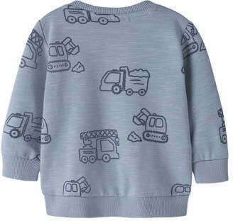 NAME IT BABY rechtvallende sweater met print blauw All over print - Foto 3