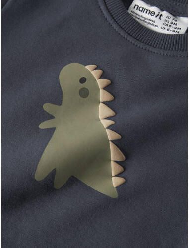 NAME IT BABY rechtvallende sweater met print donkerblauw Printopdruk - Foto 2