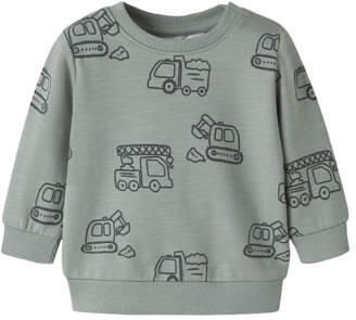 NAME IT BABY rechtvallende sweater met print groen All over print