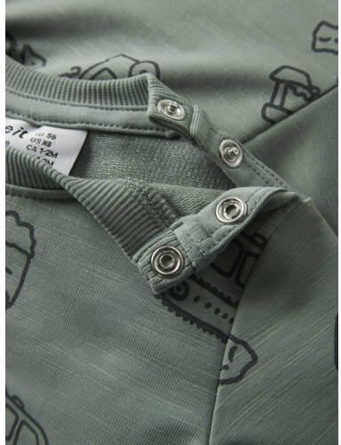 NAME IT BABY rechtvallende sweater met print groen All over print - Foto 2