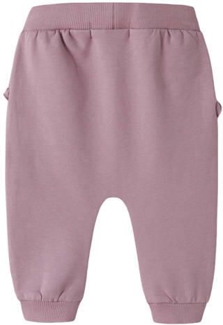 NAME IT BABY regular fit babybroek met ruches paars Meisjes Sweat Effen