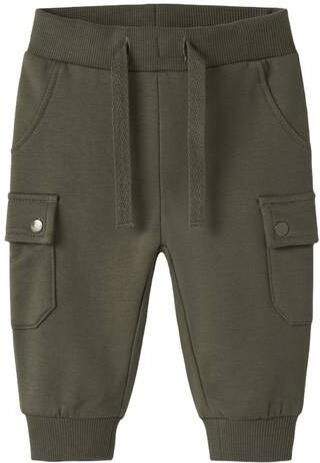 NAME IT BABY regular fit cargobroek kaki Groen Jongens Sweat Effen