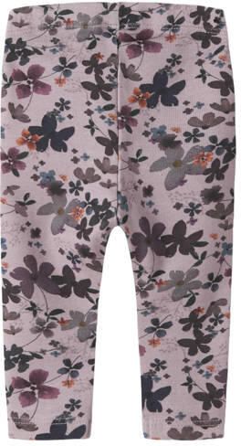 NAME IT BABY regular fit gebloemde babybroek met ruches lila Paars Meisjes Stretchkatoen - Foto 3