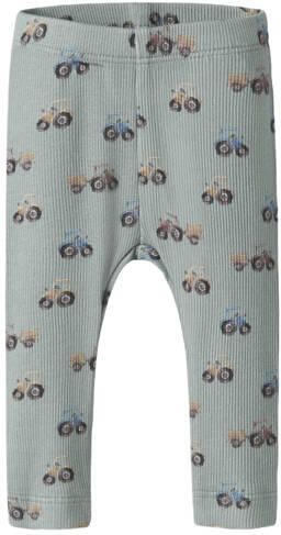NAME IT BABY regular fit gebreide broek met print groen Jongens Stretchkatoen