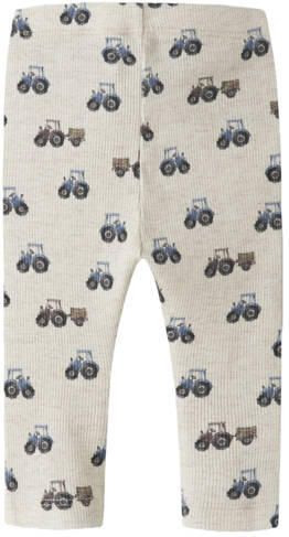 NAME IT BABY regular fit gebreide casual broek met print beige Jongens Stretchkatoen - Foto 3