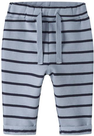 NAME IT BABY regular fit gestreepte joggingbroek blauw Jongens Sweat