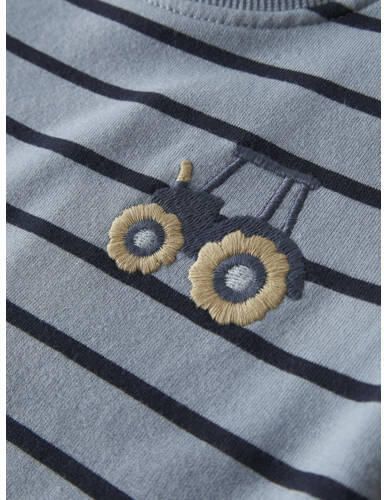 NAME IT BABY regular fit gestreepte sweater met borduursels blauw Streep - Foto 2
