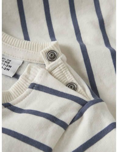 NAME IT BABY regular fit gestreepte sweater met borduursels ecru Streep - Foto 2