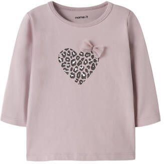 NAME IT BABY regular fit longsleeve met print lila Paars Meisjes Katoen Ronde hals