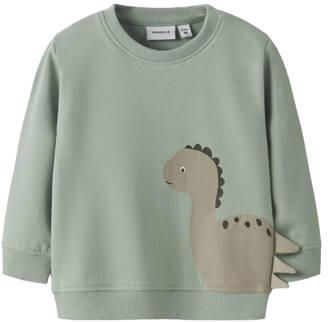 NAME IT BABY regular fit sweater met print lichtgroen Printopdruk