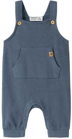 NAME IT BABY regular fit tuinbroek blauw Jongens Sweat Vierkante hals