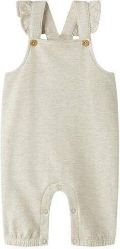 NAME IT BABY regular fit tuinbroek met ruches ecru Meisjes Sweat Vierkante hals