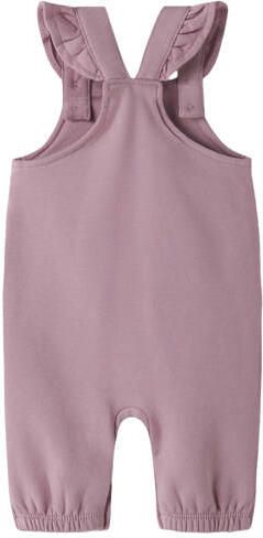 NAME IT BABY regular fit tuinbroek met ruches lila Paars Meisjes Sweat Vierkante hals - Foto 3