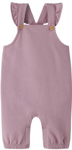 NAME IT BABY regular fit tuinbroek met ruches lila Paars Meisjes Sweat Vierkante hals