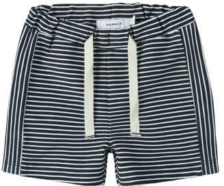 NAME IT BABY regular gestreepte casual short donkerblauw Korte broek Jongens Stretchkatoen