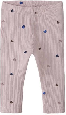 NAME IT BABY regular legging met hartjes lichtroze Broek Meisjes Stretchkatoen
