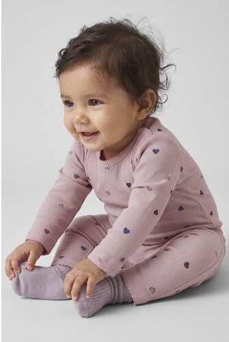 NAME IT BABY regular legging met hartjes lichtroze Broek Meisjes Stretchkatoen - Foto 3