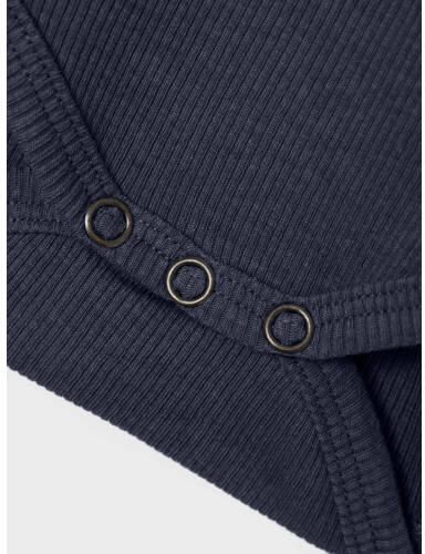 Name it BABY ribgebreide romper NBMKAB donkerblauw Jongens Katoen Ronde hals 56 - Foto 4