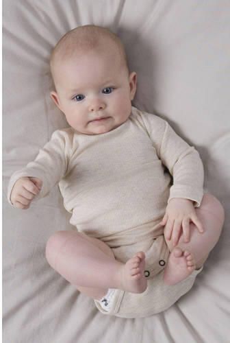 NAME IT BABY romper beige Stretchkatoen Ronde hals Effen - Foto 2