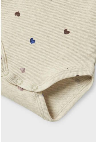 NAME IT BABY romper beige Meisjes Stretchkatoen Ronde hals Hartjes - Foto 2