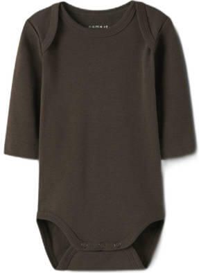 NAME IT BABY romper beige groen bruin (set van 3) Jongens Katoen Ronde hals - Foto 7