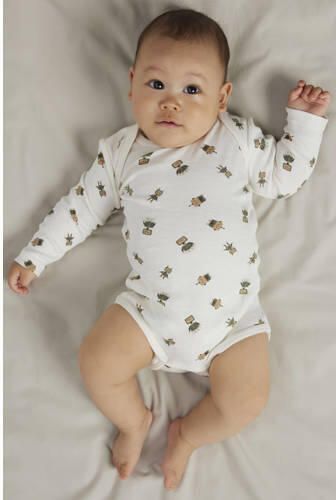 NAME IT BABY romper beige groen bruin (set van 3) Jongens Katoen Ronde hals - Foto 6
