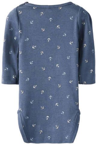 NAME IT BABY romper blauw Jongens Stretchkatoen Ronde hals All over print - Foto 3