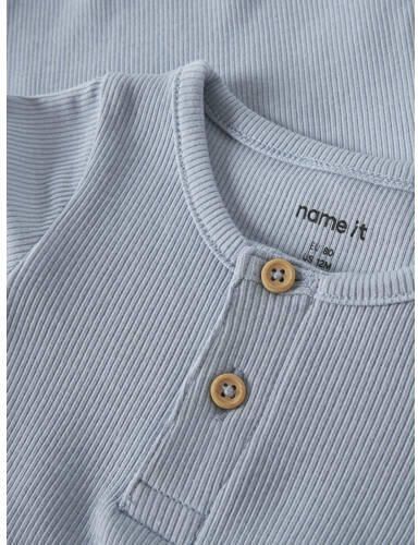 NAME IT BABY romper blauw rib gebreid Jongens Stretchkatoen Ronde hals - Foto 2
