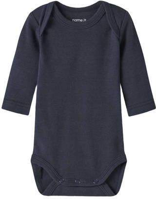 NAME IT BABY romper blauw grijs donkerblauw (set van 3) Multi Jongens Katoen Ronde hals - Foto 2