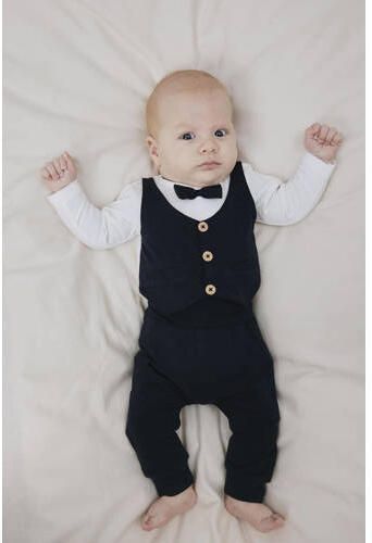 Name it BABY romper + broek NBMADAM antraciet wit Shirt + broek Grijs Jongens Stretchkatoen Ronde hals 56 - Foto 2