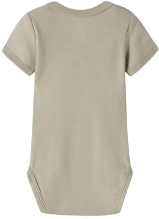 NAME IT BABY romper bruin groen grijs (set van 3) Multi Jongens Katoen Ronde hals - Foto 3