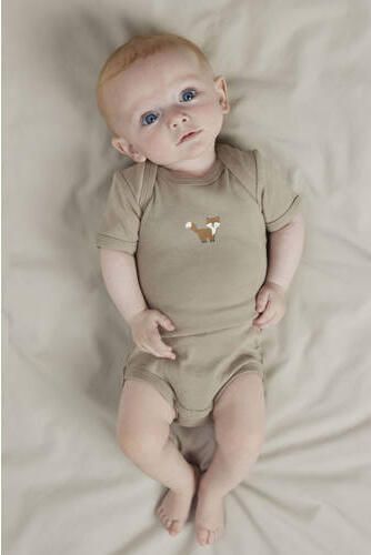 NAME IT BABY romper bruin groen grijs (set van 3) Multi Jongens Katoen Ronde hals - Foto 2