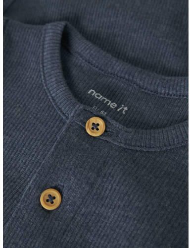 NAME IT BABY romper donkerblauw Jongens Stretchkatoen Ronde hals Effen - Foto 2