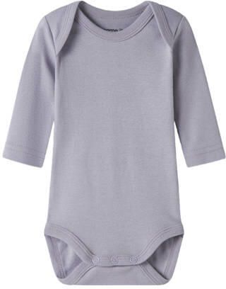 NAME IT BABY romper ecru paars lichtpaars (set van 3) Multi Meisjes Katoen Ronde hals - Foto 2