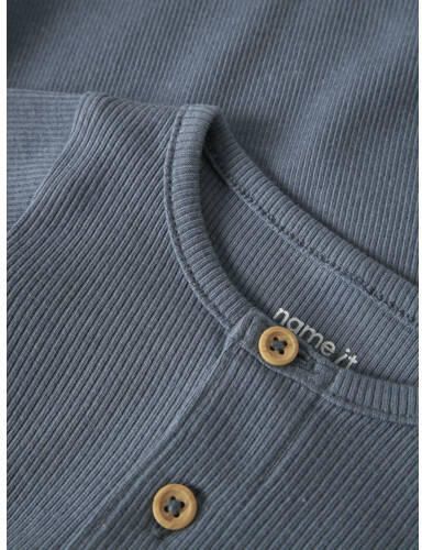NAME IT BABY romper grijsblauw Jongens Stretchkatoen Ronde hals Effen - Foto 2