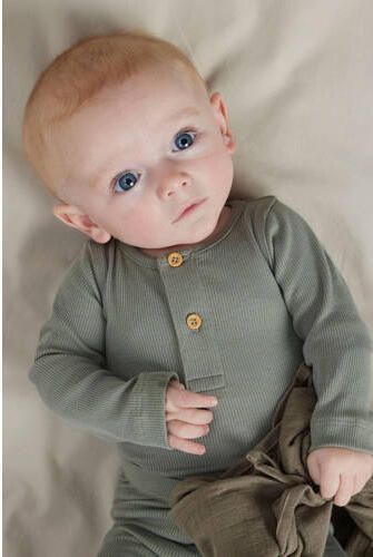 NAME IT BABY romper groen Jongens Stretchkatoen Ronde hals Effen - Foto 3