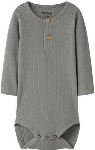 NAME IT BABY romper groen Jongens Stretchkatoen Ronde hals Effen