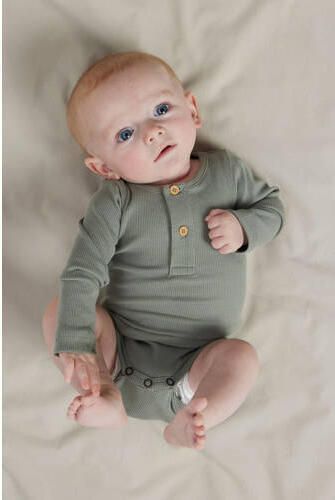 NAME IT BABY romper groen Jongens Stretchkatoen Ronde hals Effen - Foto 2