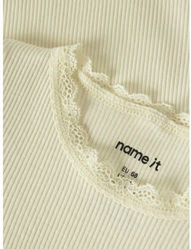 NAME IT BABY romper lichtgeel rib gebreid Meisjes Stretchkatoen Ronde hals - Foto 2