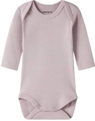 NAME IT BABY romper lichtroze ecru lila (set van 3) Meisjes Katoen Ronde hals - Foto 2