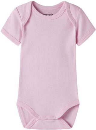 NAME IT BABY romper lichtroze roze blauw (set van 3) Multi Meisjes Katoen Ronde hals - Foto 2