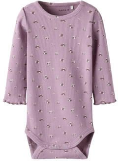 NAME IT BABY romper lila Paars Meisjes Katoen Ronde hals All over print