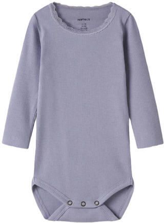 NAME IT BABY romper lila Paars Meisjes Stretchkatoen Ronde hals Effen